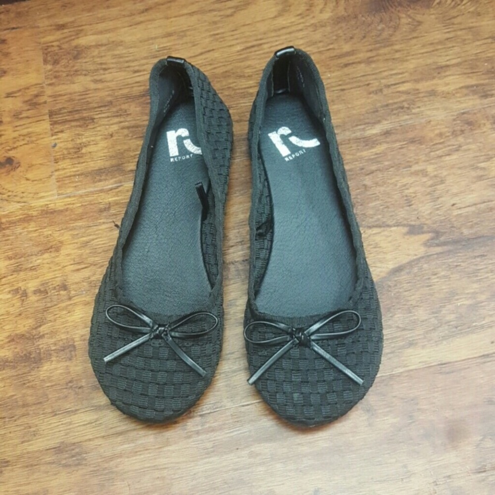 Woven black ballet flats